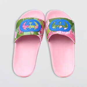 Gucci x Ken Scott Rubber Infinity Zia Floral Slide Sandals Multicolor 42 NIB
